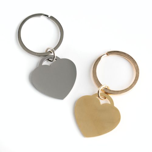 RVS Hondenpenning Hartje met Grote Ring